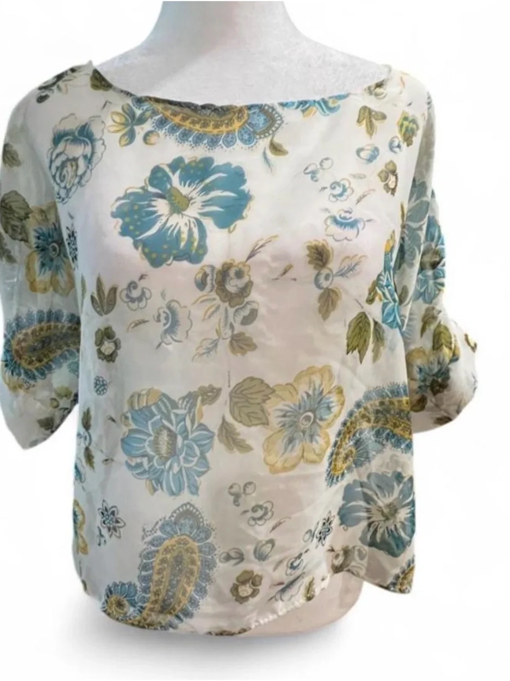 Women’s Floral Boatneck Sheer Top